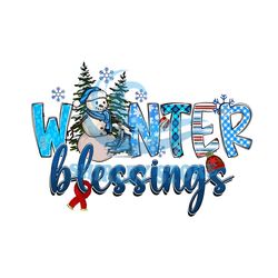 Winter Blessings Png Sublimation Design, Winter Blessings Png, Winter Wreath Png, Christmas Lights Png,Winter Birds Png