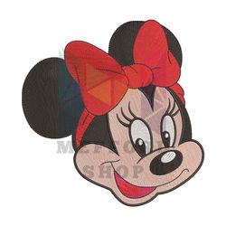 Red Bow Minnie Mouse Embroidery Png