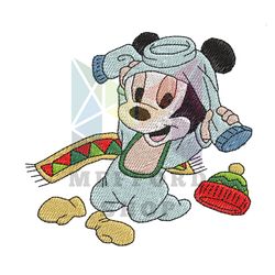 Baby Mickey Winter Embroidery Design ,png