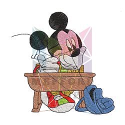 Mickey Studying Embroidery Design