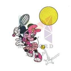 Minnie Mouse Playing Tennis Embroidery ,png