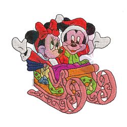 Mickey Minnie Mouse Christmas Sleigh Embroidery Png