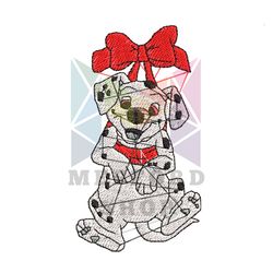 Present Dalmatian Puppy Embroidery ,png
