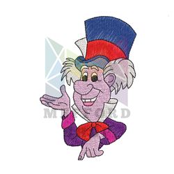 Alice In Wonderland Mad Hatter Embroidery Png