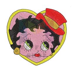 Heart Betty Boop Wearing Hat Love Machine Embroidery Png