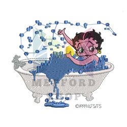 Betty Boop Bathing Relaxing Embroidery File Png