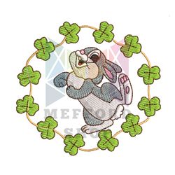 Clover Rabbit Thumper Embroidery Png