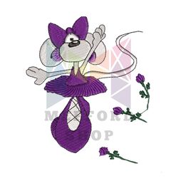 Diddlina Purple Ballerina Mouse Embroidery