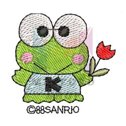 Mr Frog Keroppi Flower Embroidery png