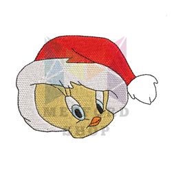 tweety bird christmas santa hat embroidery