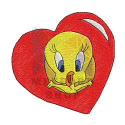 Tweety Bird Heart Embroidery