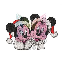 Couple Mickey Mouse Christmas Embroidery Png