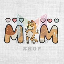 Mom Chilli Heeler Mother Day Heart Embroidery Png