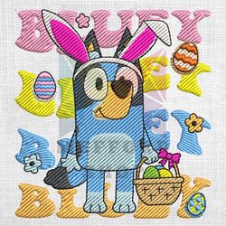 Easter Bunny Boy Bluey Puppy Eggs Hunting Embroidery
