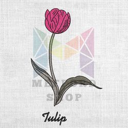 Purple Tulip Mother Day Floral Embroidery