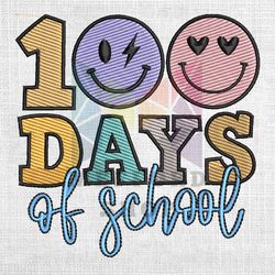 100 Days Of School Love Thunder Smiley Face Embroidery
