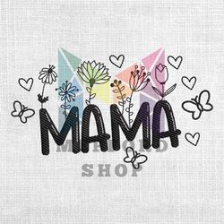 Floral Mama Butterfly Flowers Embroidery Design