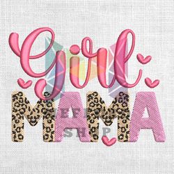 Pink Girl Mama Leopard Embroidery Design