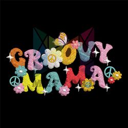 Groovy Mama Flower Butterfly Embroidery Design