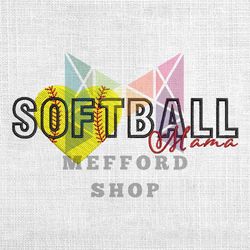 Softball Mama Heart Baseball Embroidery Design