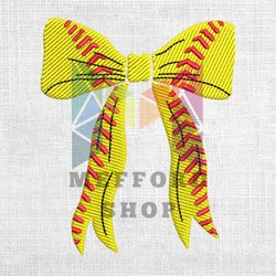 Softball Bow Machine Embroidery Design