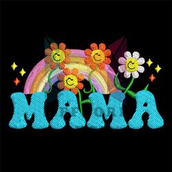 Mama Flower Rainbow Embroidery Design