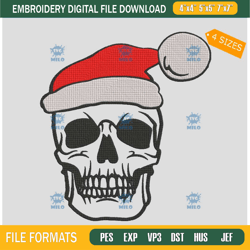 skull with santa hat embroidery design christmas skull embroidery design