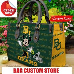 Baylor Bears Minnie Women Leather Hand,Leather Bag, gift bag, Birthday gift, NFL Bag, NCAA bag, Gift Mom,Mothers day.jpg