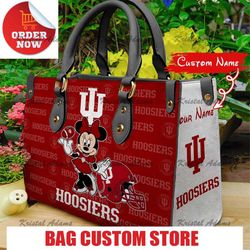 Indiana Hoosiers Minnie Women Leather Hand,Leather Bag, gift bag, Birthday gift, NFL Bag, NCAA bag, Gift Mom,Mothers day