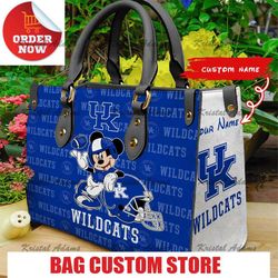Kentucky Wildcats Mickey Women Leather Hand,Leather Bag, gift bag, Birthday gift, NFL Bag, NCAA bag, Gift Mom,Mothers da