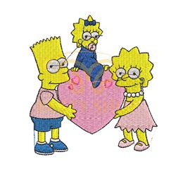 The Simpsons Family Valentine Day Embroidery Png