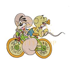 Diddl Mouse Friends Bicycle Embroidery