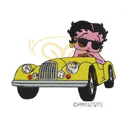 Sexy Betty Boop Driving Car Relaxing Embroidery File Png