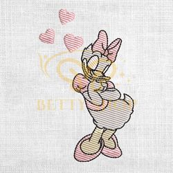 Disney Cute Girl Love Daisy Duck Design Embroidery