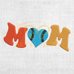 Mom Softball Heart Machine Embroidery Design