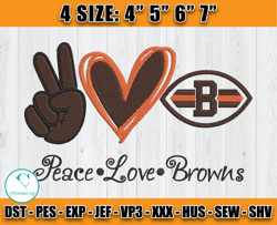 Peace Love Browns Embroidery, Embroidery Design, Logo sport embroidery, NFL embroidery design