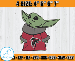 Atlanta Falcons Embroidery, Baby Yoda Embroidery, NFL Machine Embroidery Digital, 4 sizes Machine Emb Files -26-Corum