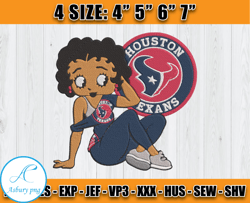 Betty Boop Houston Texans Embroidery, Betty Boop Embroidery, Texans logo Embroidery, Embroidery Design, D4- Clasquinsvg