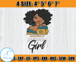 Jacksonville Jaguars Black Girl Embroidery, NFL Girl embroidery, Jaguars Embroidery Design, Sport Embroidery, D10 - Clas