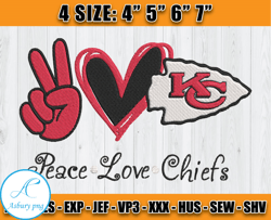 Peace Love Chiefs Embroidery File, Chiefs Chiefs Embroidery, Football Embroidery Design, Embroidery Patterns, D12 - Clas