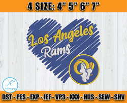 "Los Angeles Rams heart Embroidery, Rams Heart Embroidery, NFL Embroidery Patterns, Sport Embroidery "