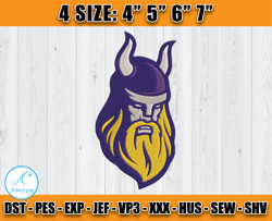 Minnesota Vikings Embroidery Designs, NFL Logo Embroidery Files ,Machine Embroidery Design File, Digital File