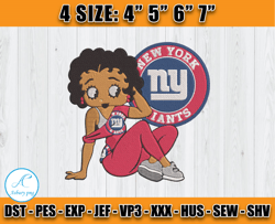 Betty Boop New York Giants Embroidery, Betty Boop Embroidery File, New York Giants NFL Embroidery Design