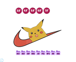 Nike Pikachu Anime Embroidery Design, Nike Anime Embroidery Designs 78