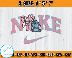 Angel Pink Embroidery Design, Stitch Nike Embroidery Machine, Cartoon Embroidery Design File