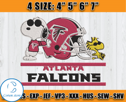 Atlanta Falcons Embroidery, Snoopy Embroidery, NFL Machine Embroidery Digital, 4 sizes Machine Emb Files-05-Corum
