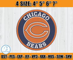 Chicago Bears Embroidery, NFL Chicago Bears Embroidery, NFL Machine Embroidery Digital, 4 sizes Machine Emb Files -01 Co