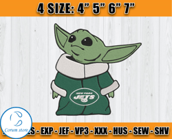 New York Jets Baby Yoda Embroidery, Baby Yoda Embroidery, Jets Embroidery Design, Sport Embroidery