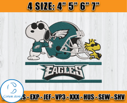 Philadelphia Eagles Snoopy Embroidery, NFL Eagles Embroidery, Embroidery Design files, Football Embroidery