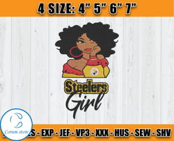 Pittsburgh Steelers Black Girl Embroidery, Black Girl Embroidery, NFL Steelers Embroidery, Digital Download
